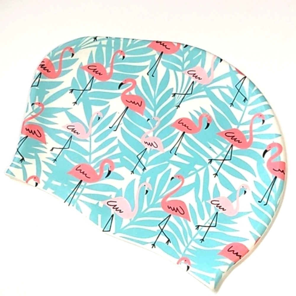 WOMEN'S NWOT TROPICAL PINK FLAMINGO SWIM CAP  SIZE OS